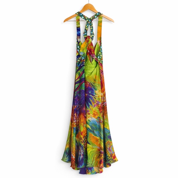 Niki by Niki Livas 100% Silk Y2K Beaded Gown – Halter Prom Gala Dress – XS - Picture 3 of 8